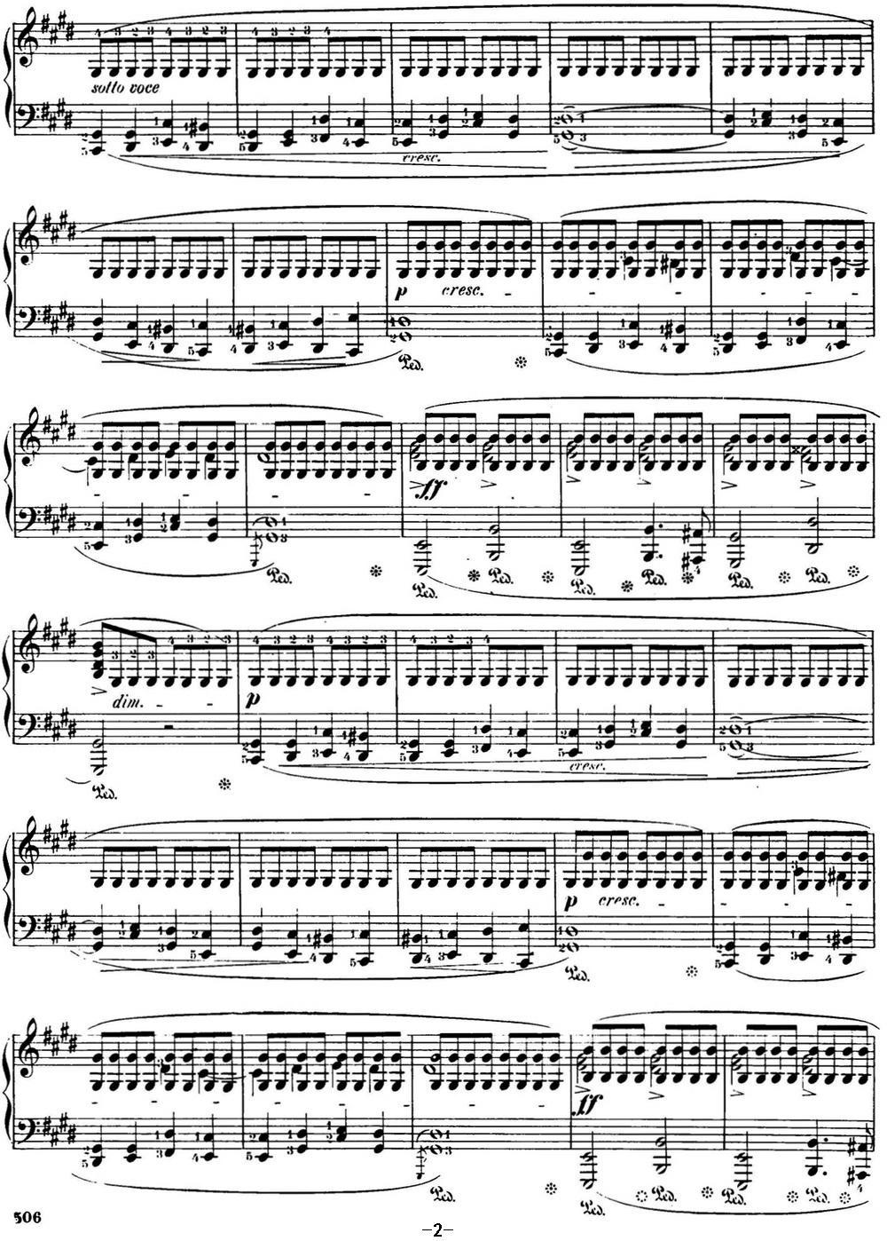 肖邦 24首钢琴前奏曲 Op.28 No.15 降D大调 雨滴钢琴曲谱（图2）