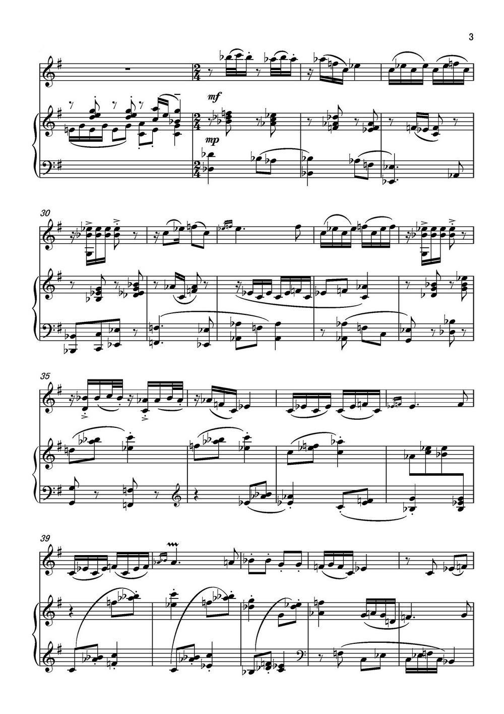 乡愁·乡韵（小提琴与钢琴）钢琴曲谱（图3）