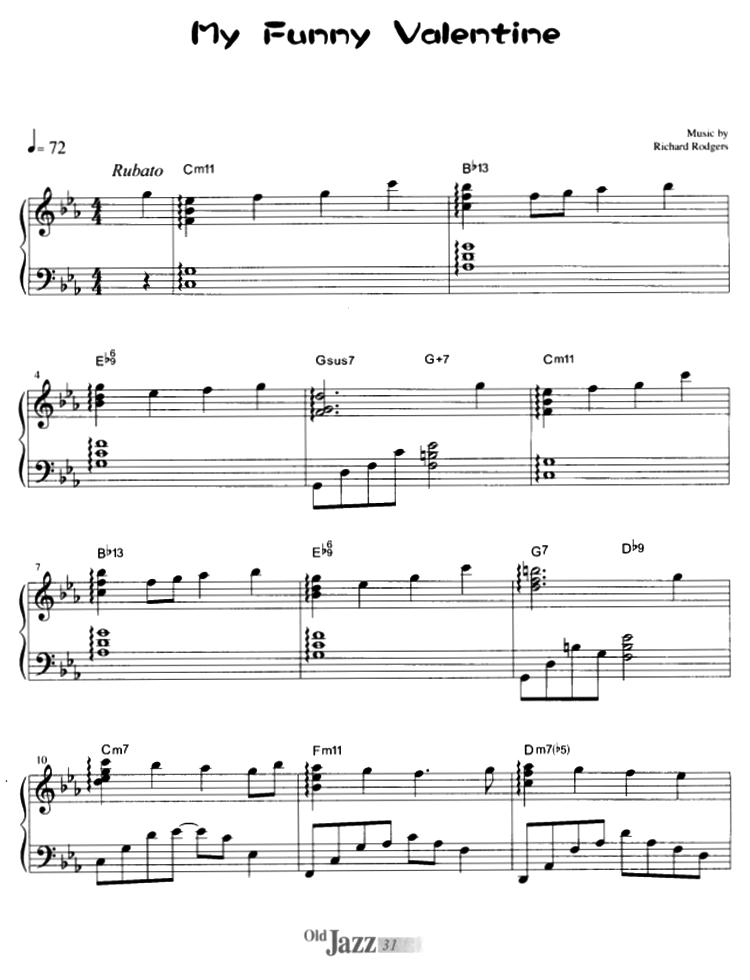 My Funny Valentine钢琴曲谱（图1）