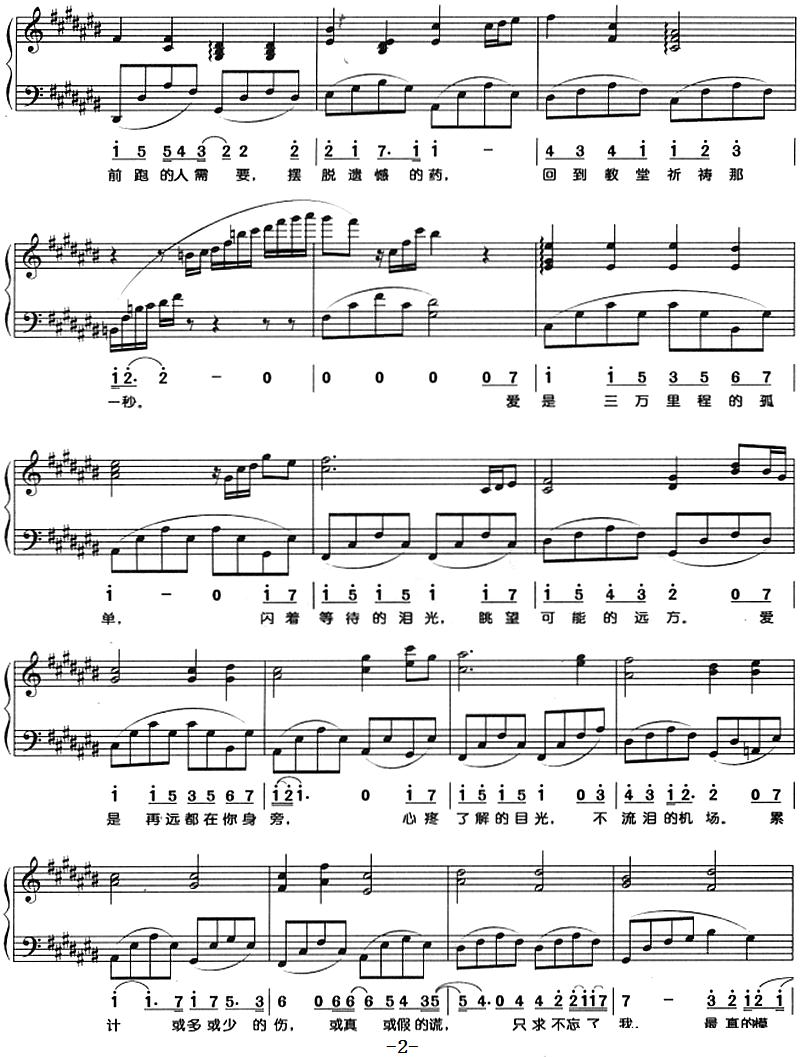 不流泪的机场（钢琴弹唱）钢琴曲谱（图2）