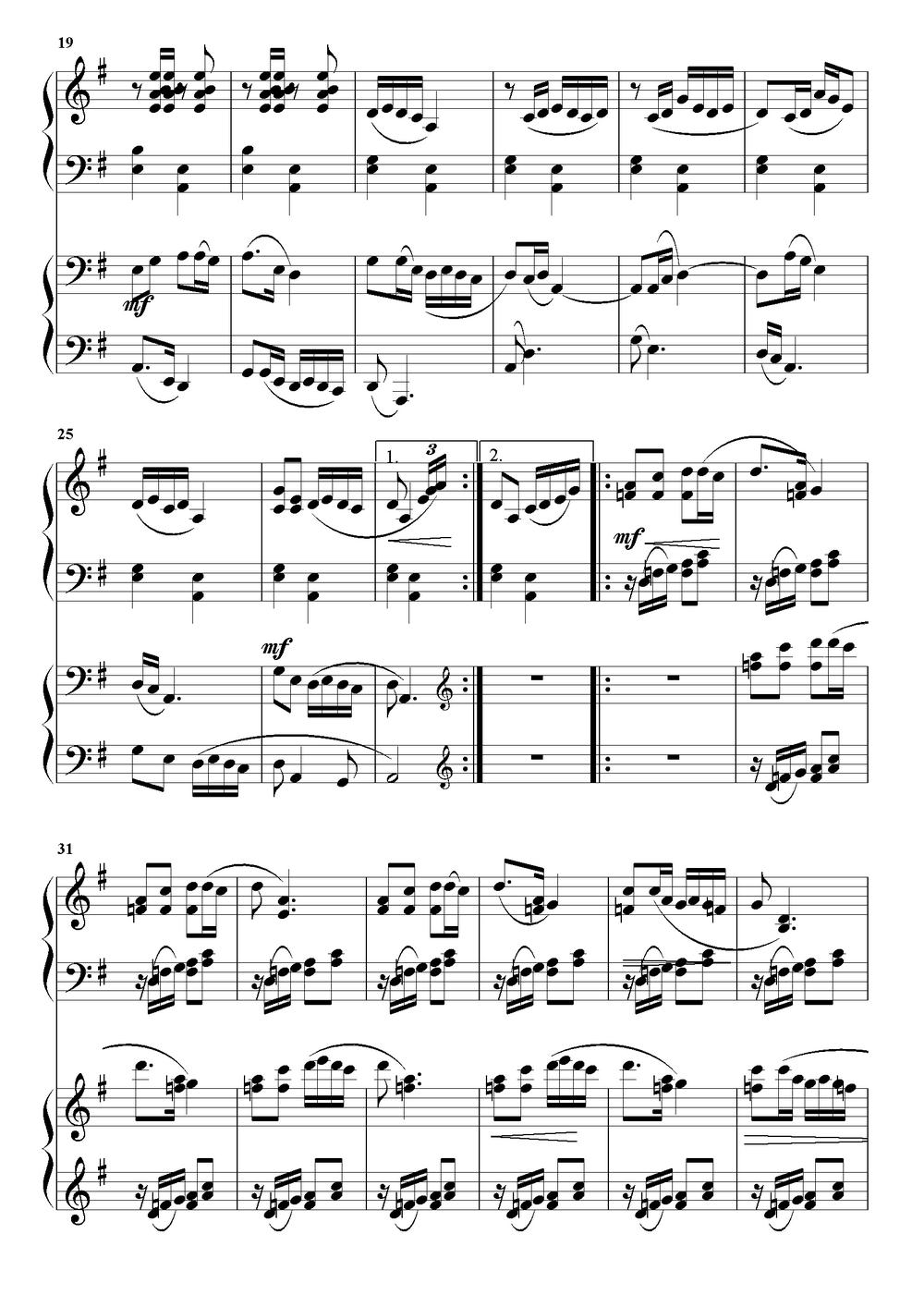 康定情歌（双钢琴重奏曲）钢琴曲谱（图2）