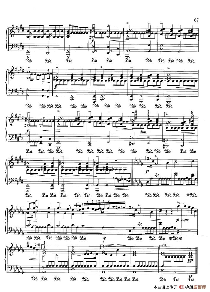 雨点前奏曲（降D大调）钢琴曲谱（图3）