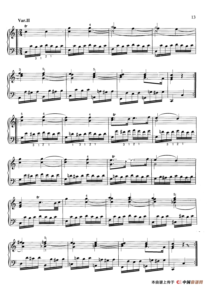 “星星”变奏曲钢琴曲谱（图2）