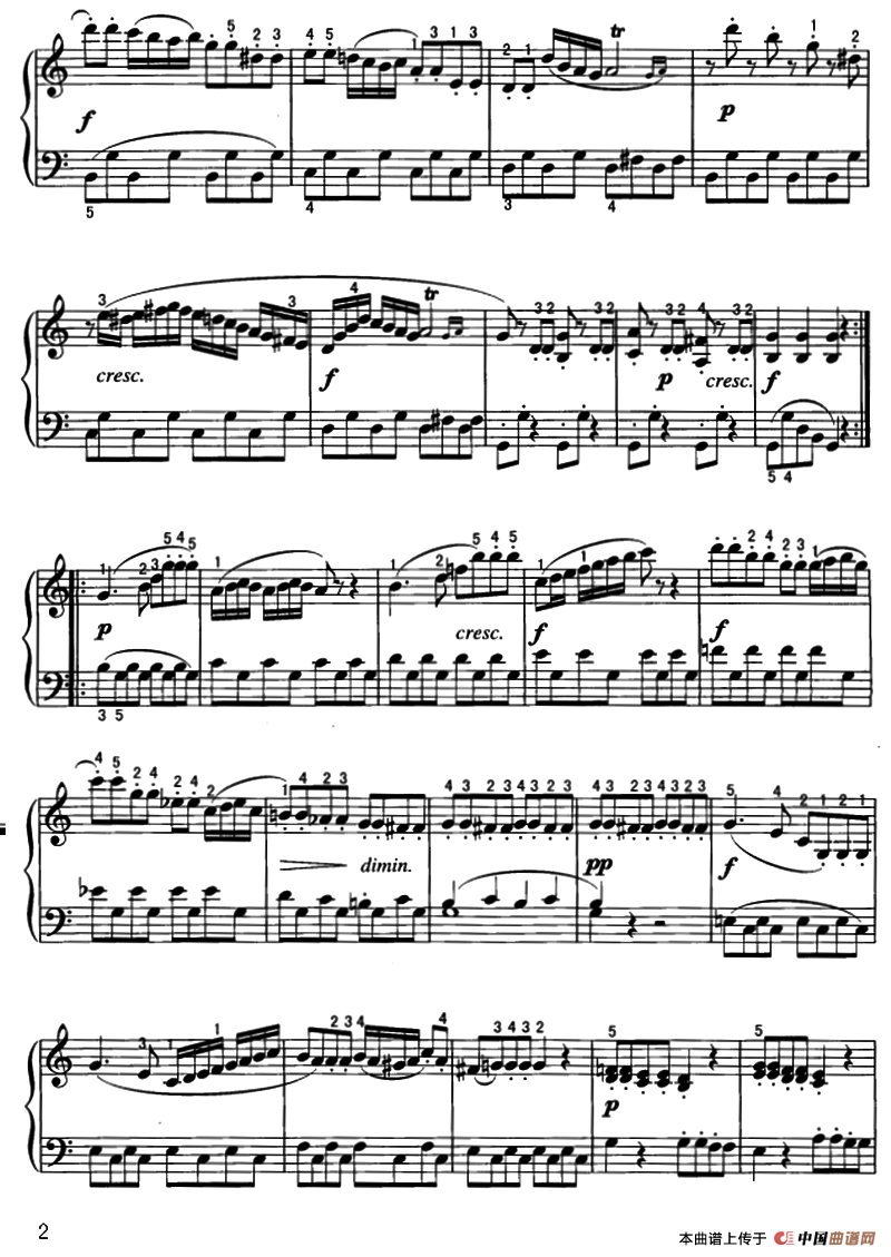 克莱门蒂C大调小奏鸣曲（Op.36.No.3）钢琴曲谱（图2）