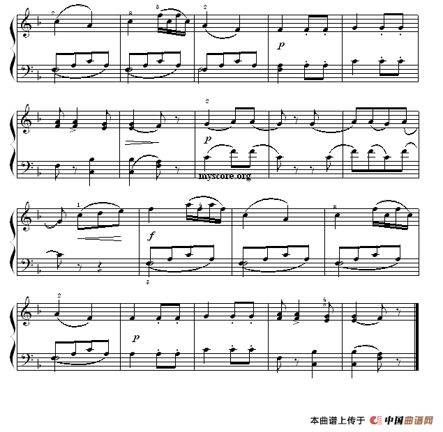 考级初级曲目：F大调小奏鸣曲（第一乐章）钢琴曲谱（图2）