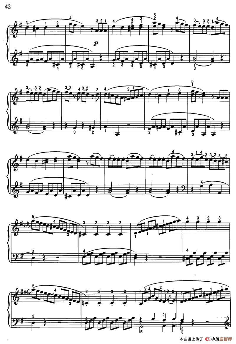 贝多芬G大调小奏鸣曲第一乐章（Op.49.No.2）钢琴曲谱（图2）