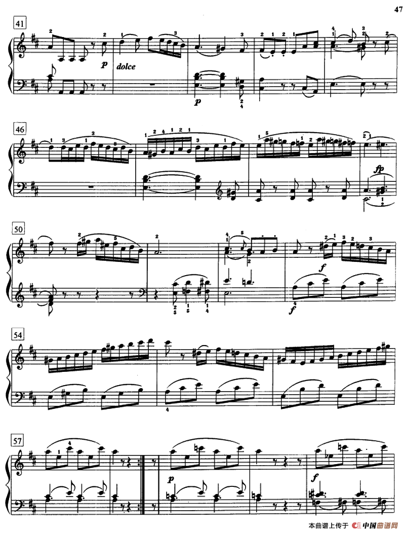 D大调奏鸣曲（K.576）钢琴曲谱（图3）