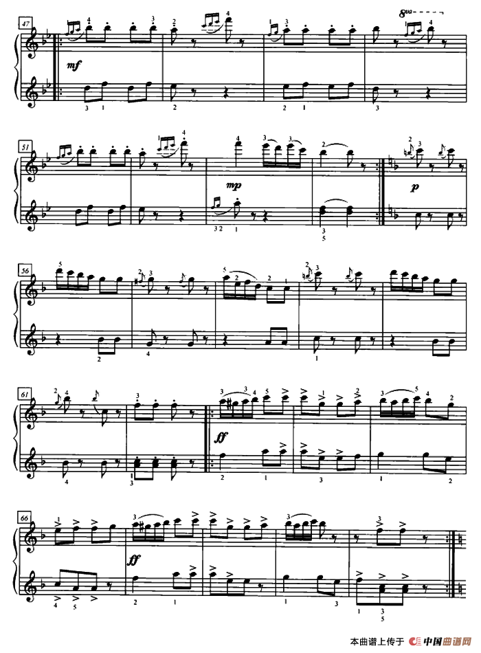 捷克波尔卡舞曲（四手联弹、第一钢琴）钢琴曲谱（图3）