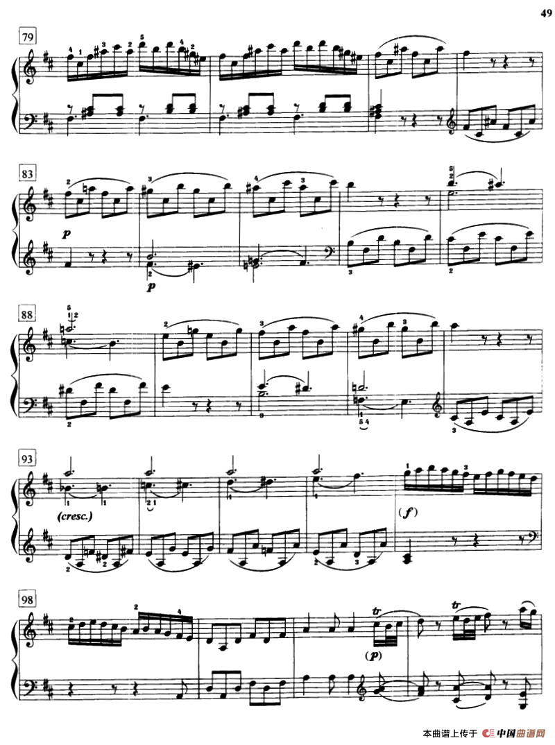 D大调奏鸣曲（K.576）钢琴曲谱（图5）
