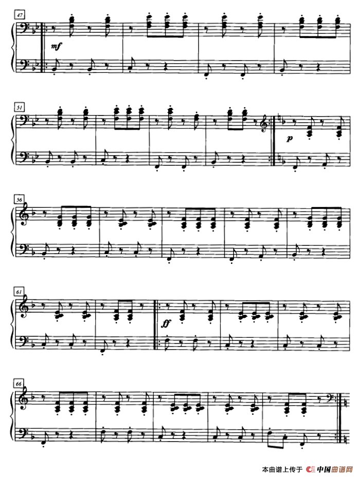 捷克波尔卡舞曲（四手联弹、第二钢琴）钢琴曲谱（图3）
