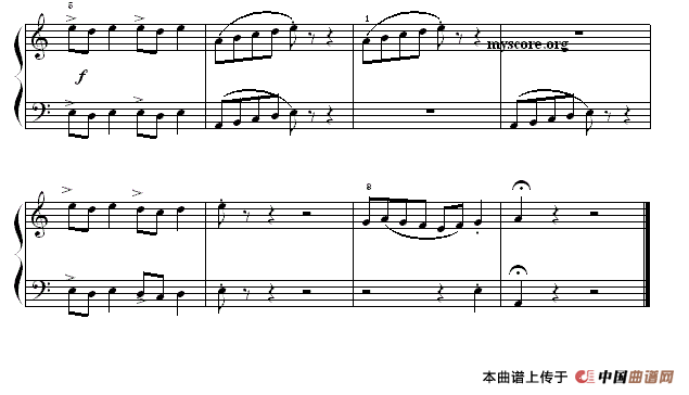 考级初级曲目：乡村快步舞曲钢琴曲谱（图1）