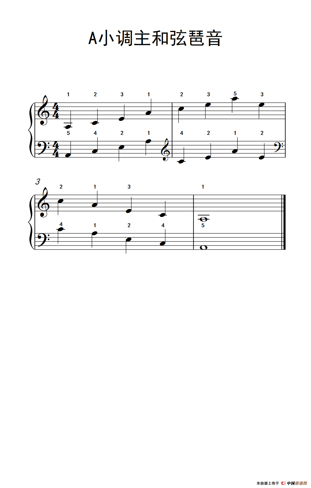 A小调主和弦琶音（儿童钢琴练习曲）钢琴曲谱（图1）