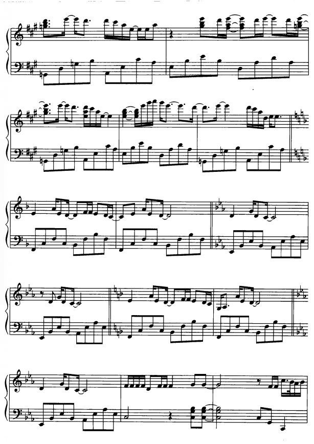 在莫斯科的陌生人4钢琴曲谱（图1）
