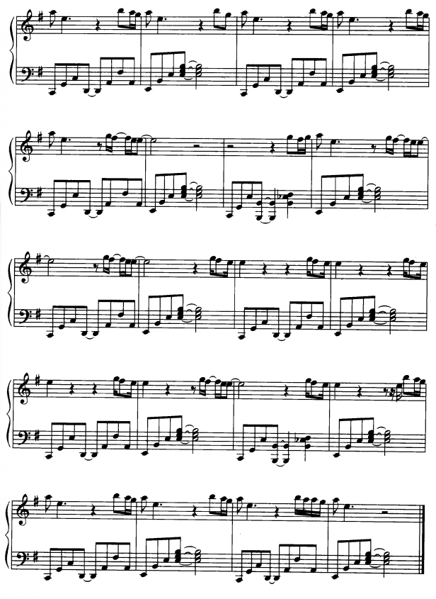 屈服6钢琴曲谱（图1）