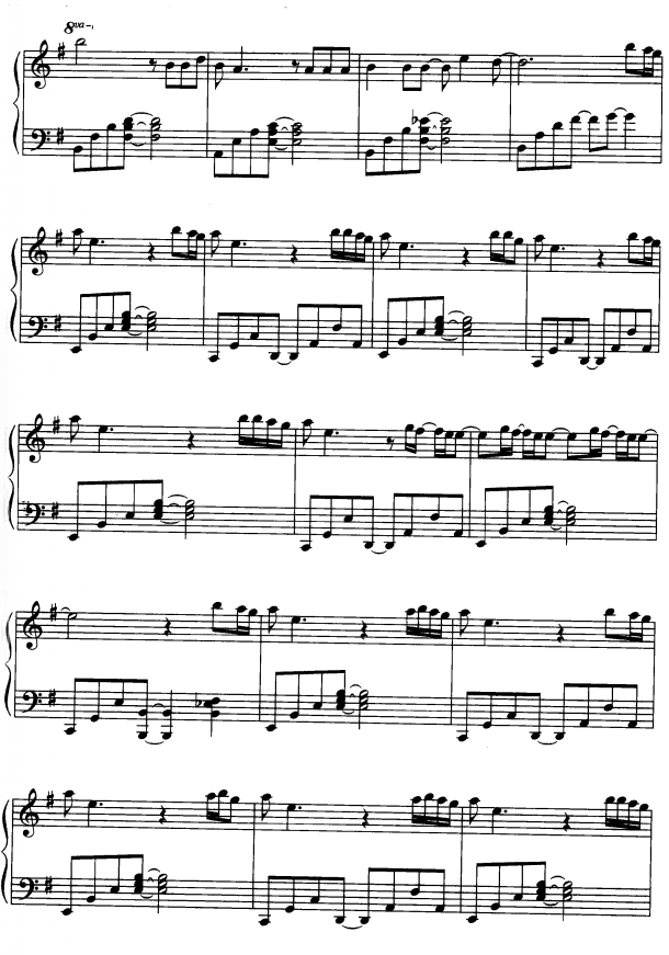 屈服4钢琴曲谱（图1）