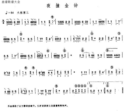 夜撞金锺古筝曲谱（图1）