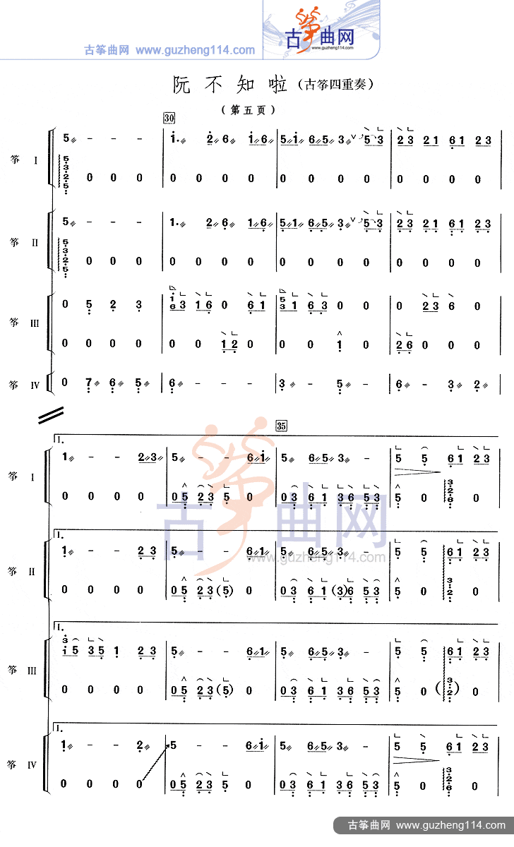 阮不知啦古筝曲谱（图5）