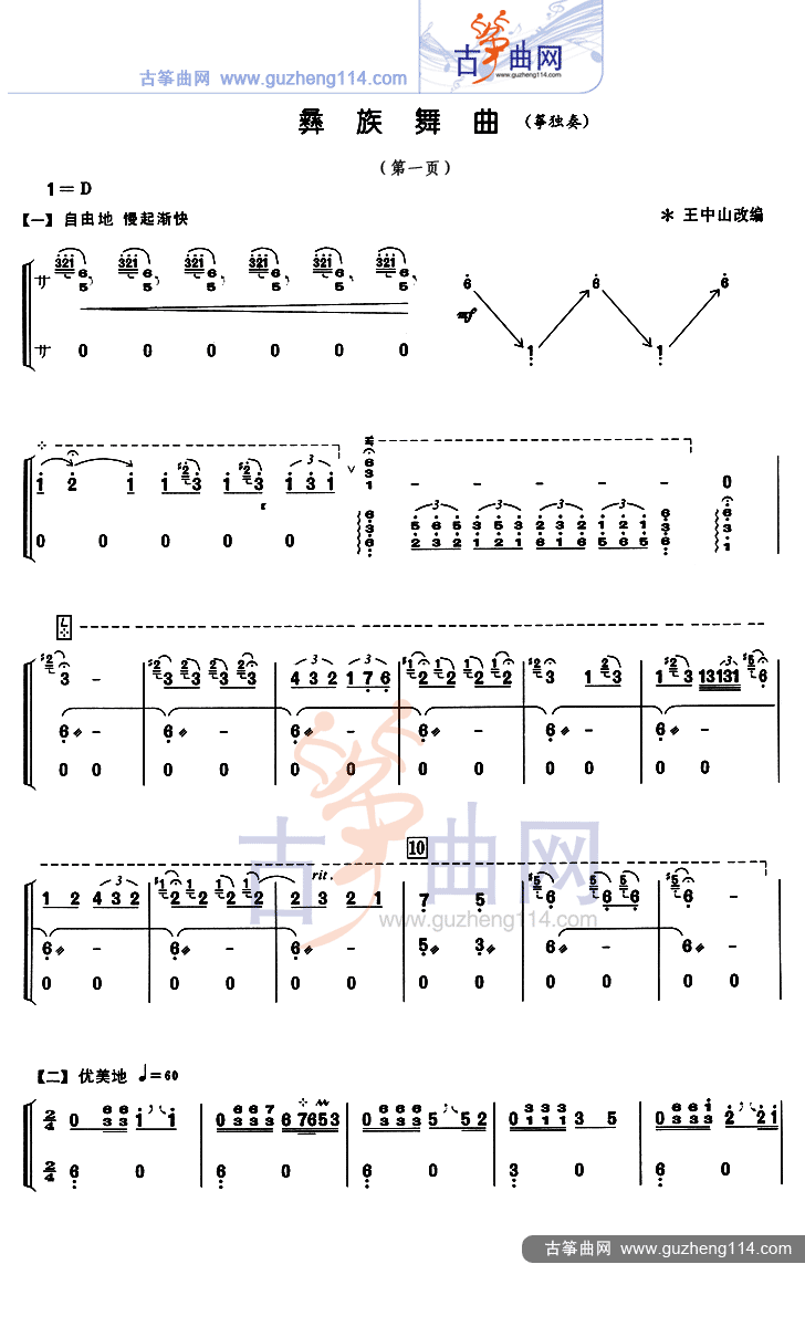 彝族舞曲（独奏）古筝曲谱（图1）