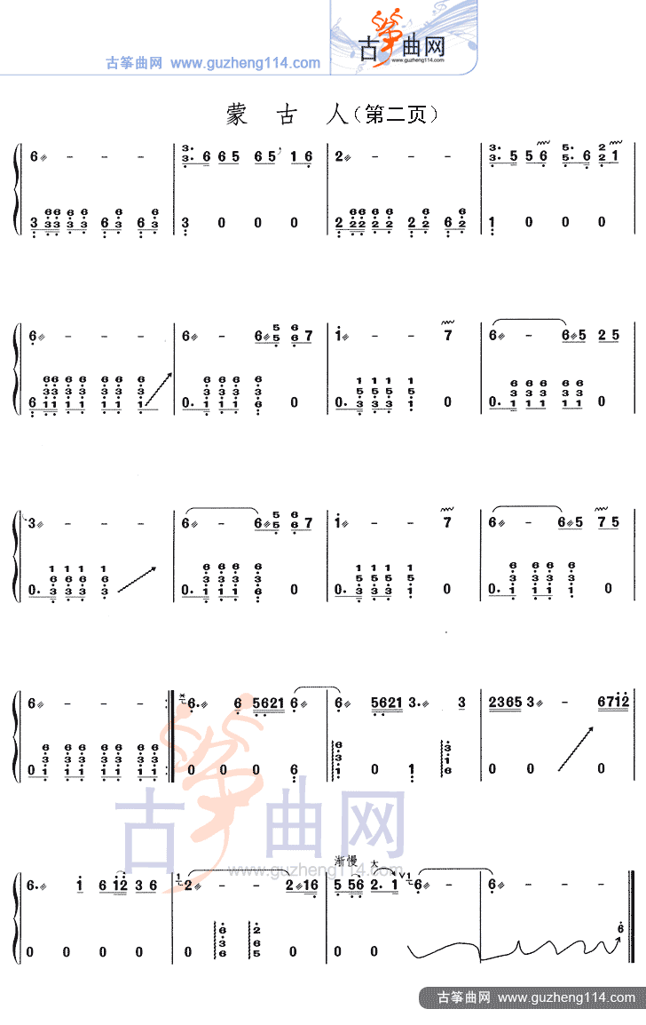 蒙古人古筝曲谱（图2）