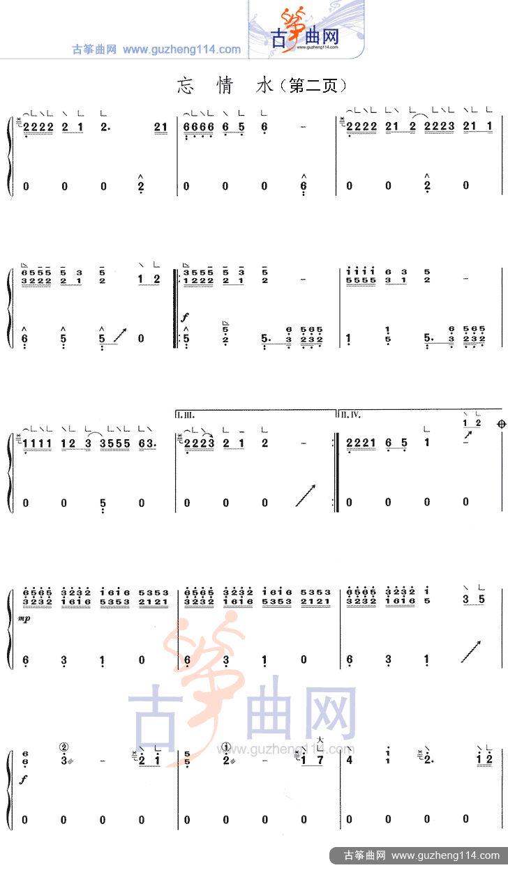 忘情水古筝曲谱（图2）