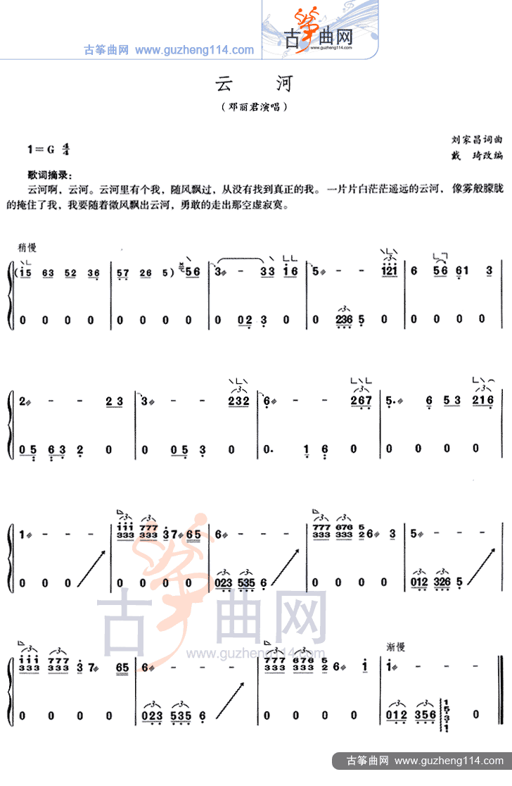 云河古筝曲谱（图1）
