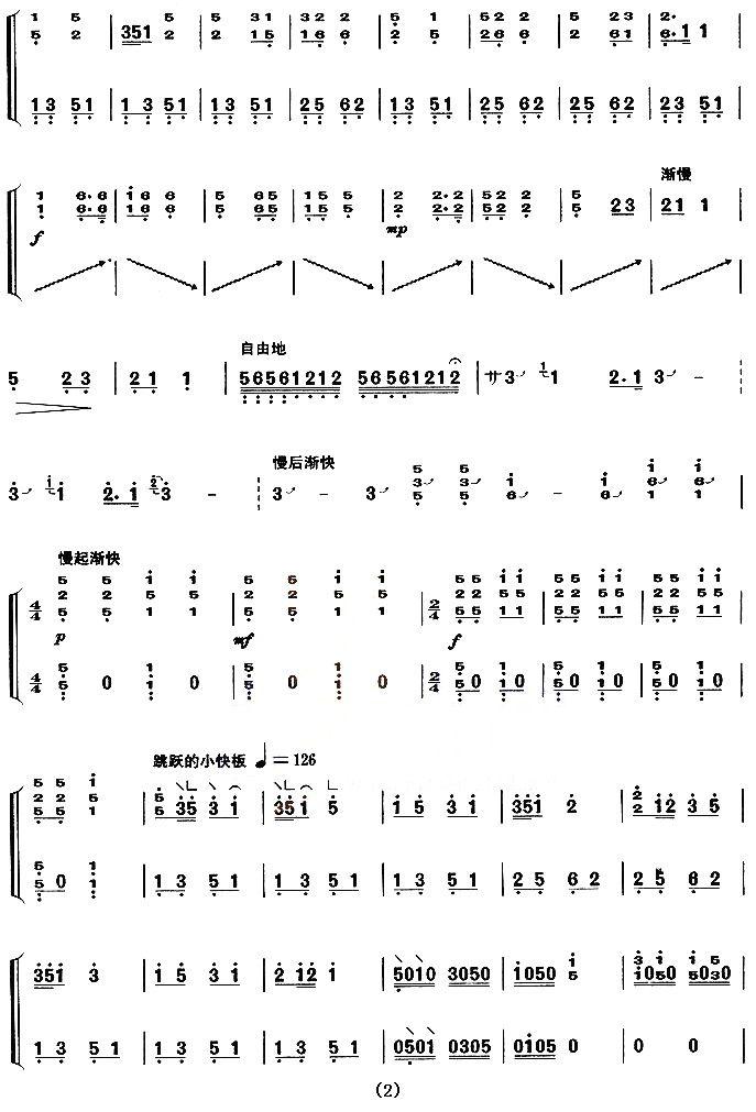 月夜情歌（【上海筝会】考级六级曲目）古筝曲谱（图2）