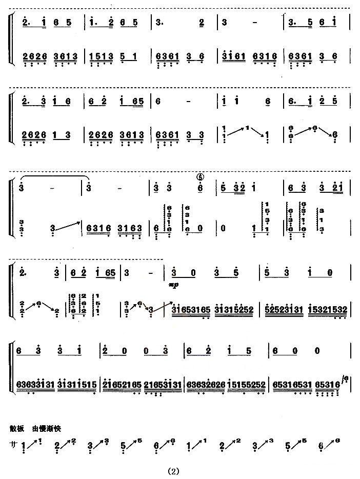 雪山春晓（【上海筝会】考级六级曲目）古筝曲谱（图2）