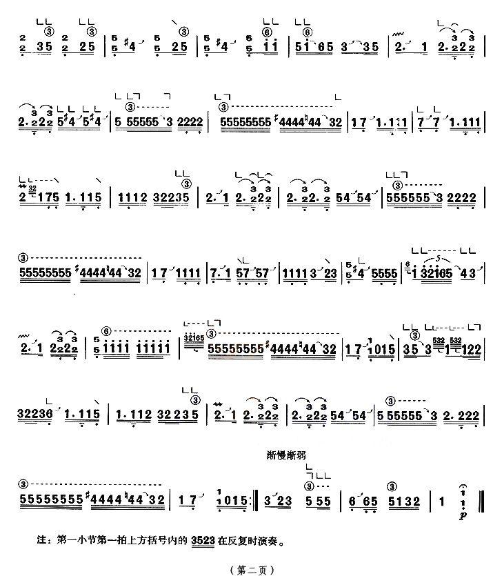 花流水（又名：高山流水 [【上海筝会】考级六级曲目]）古筝曲谱（图2）