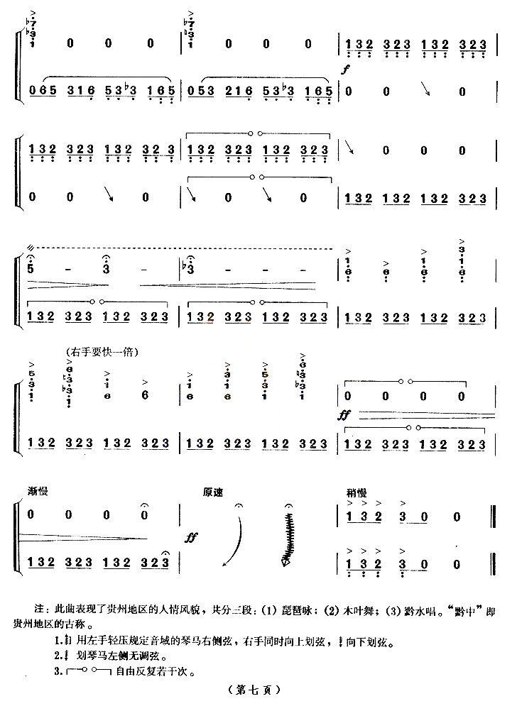 黔中赋（【上海筝会】考级九级曲目）古筝曲谱（图7）