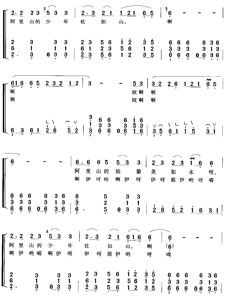 阿里山姑娘(古筝弹唱)古筝曲谱（图2）