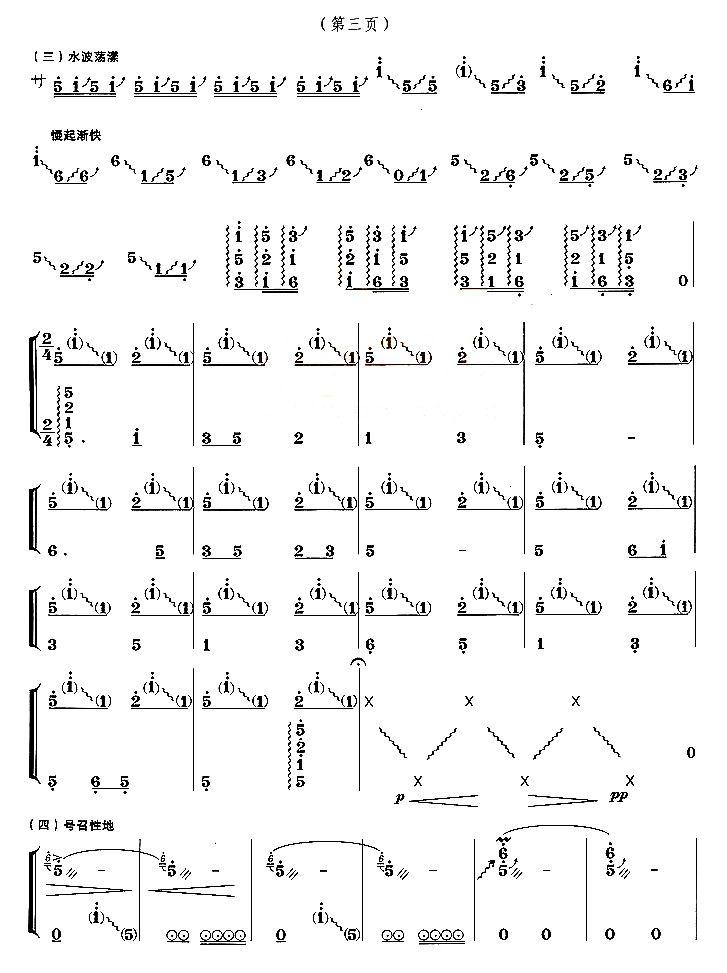 乌苏里船歌（雷欢改编版）古筝曲谱（图3）