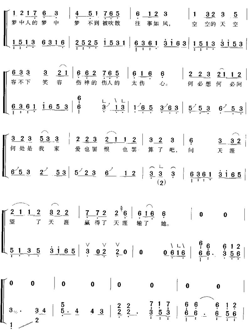 天涯(古筝弹唱)古筝曲谱（图2）