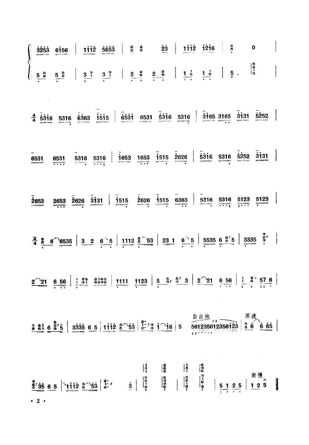 浏阳河(筝独奏)古筝曲谱（图2）