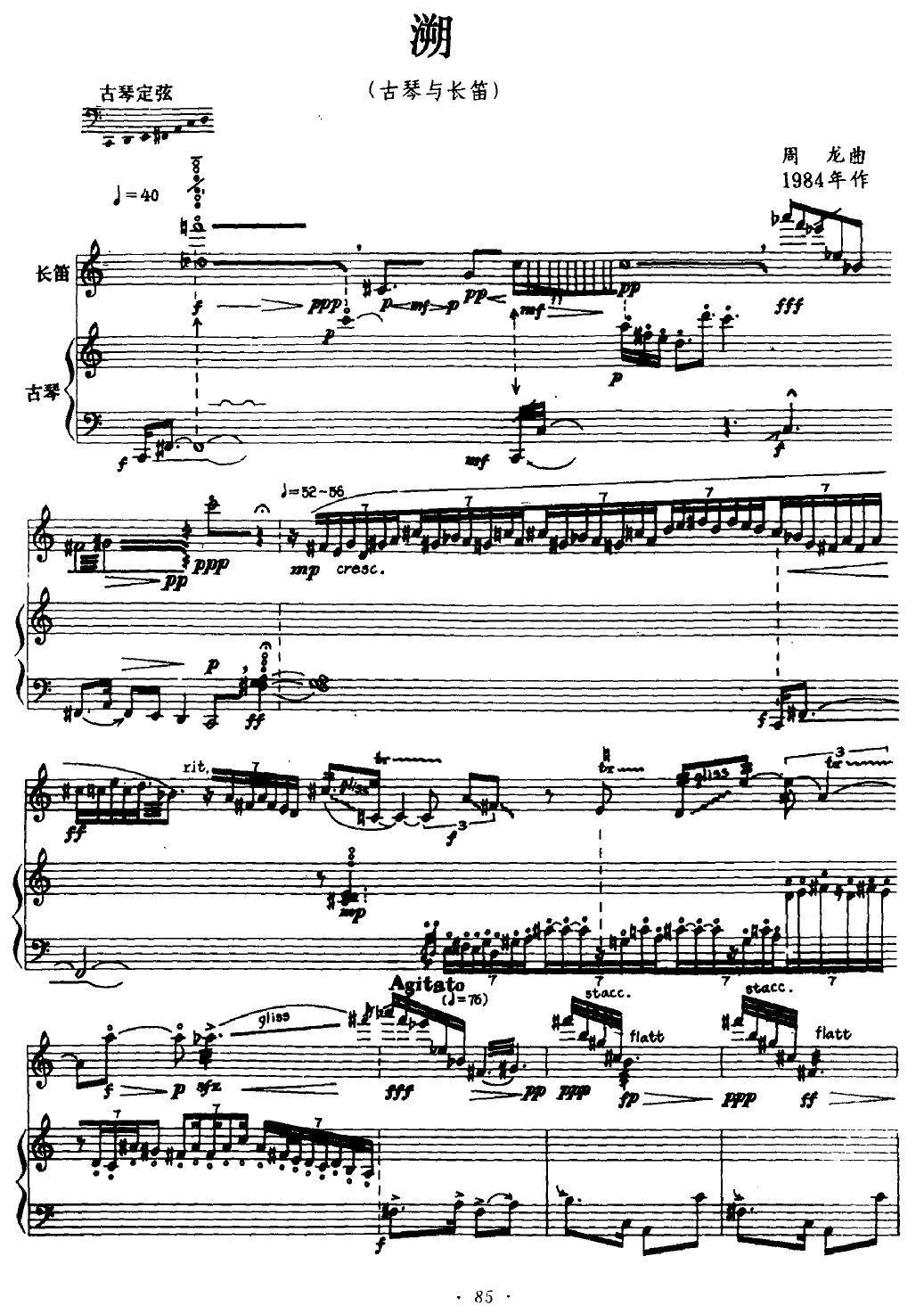 溯（古琴+长笛）古筝曲谱（图1）