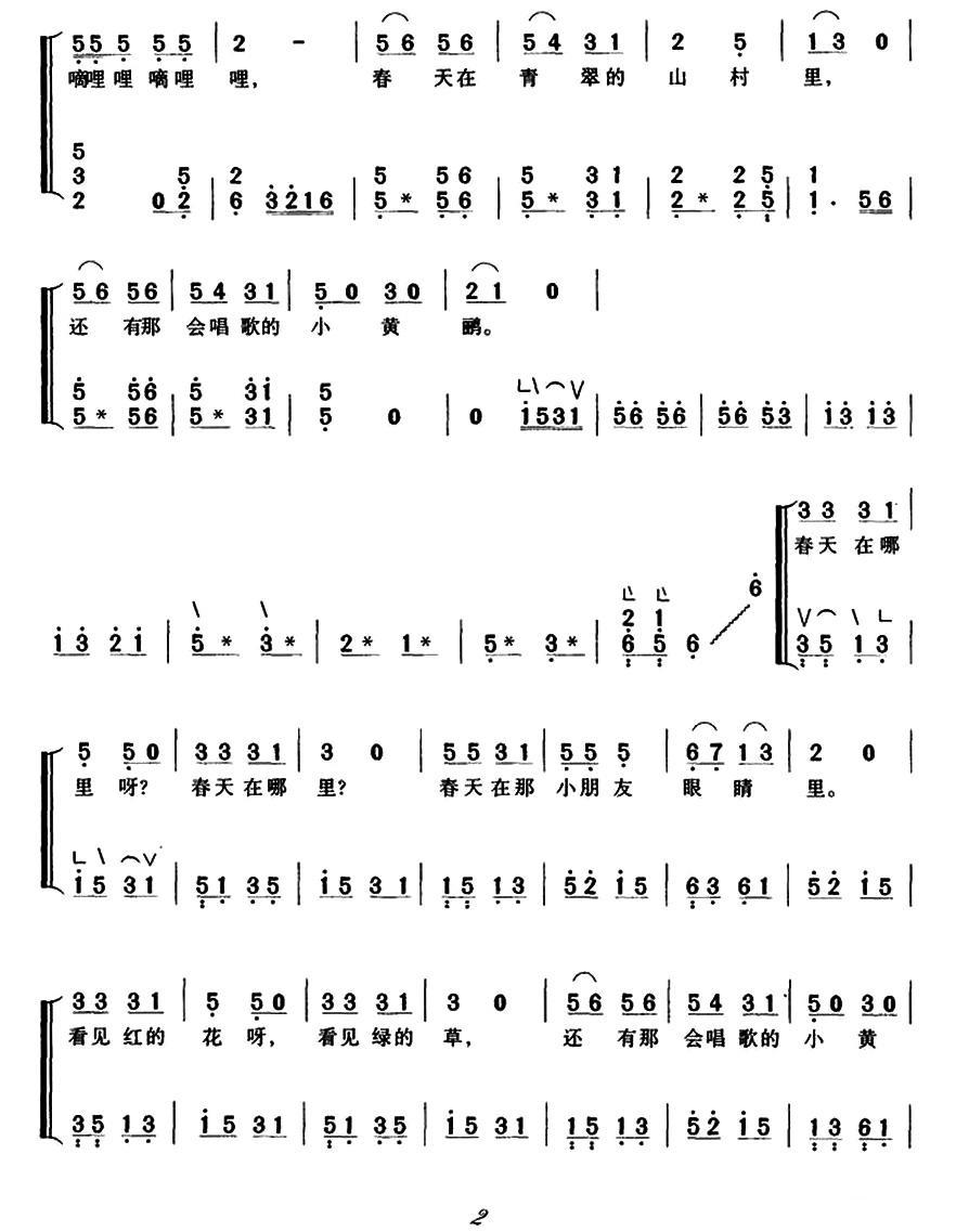 嘀哩嘀哩（弹唱谱）古筝曲谱（图2）