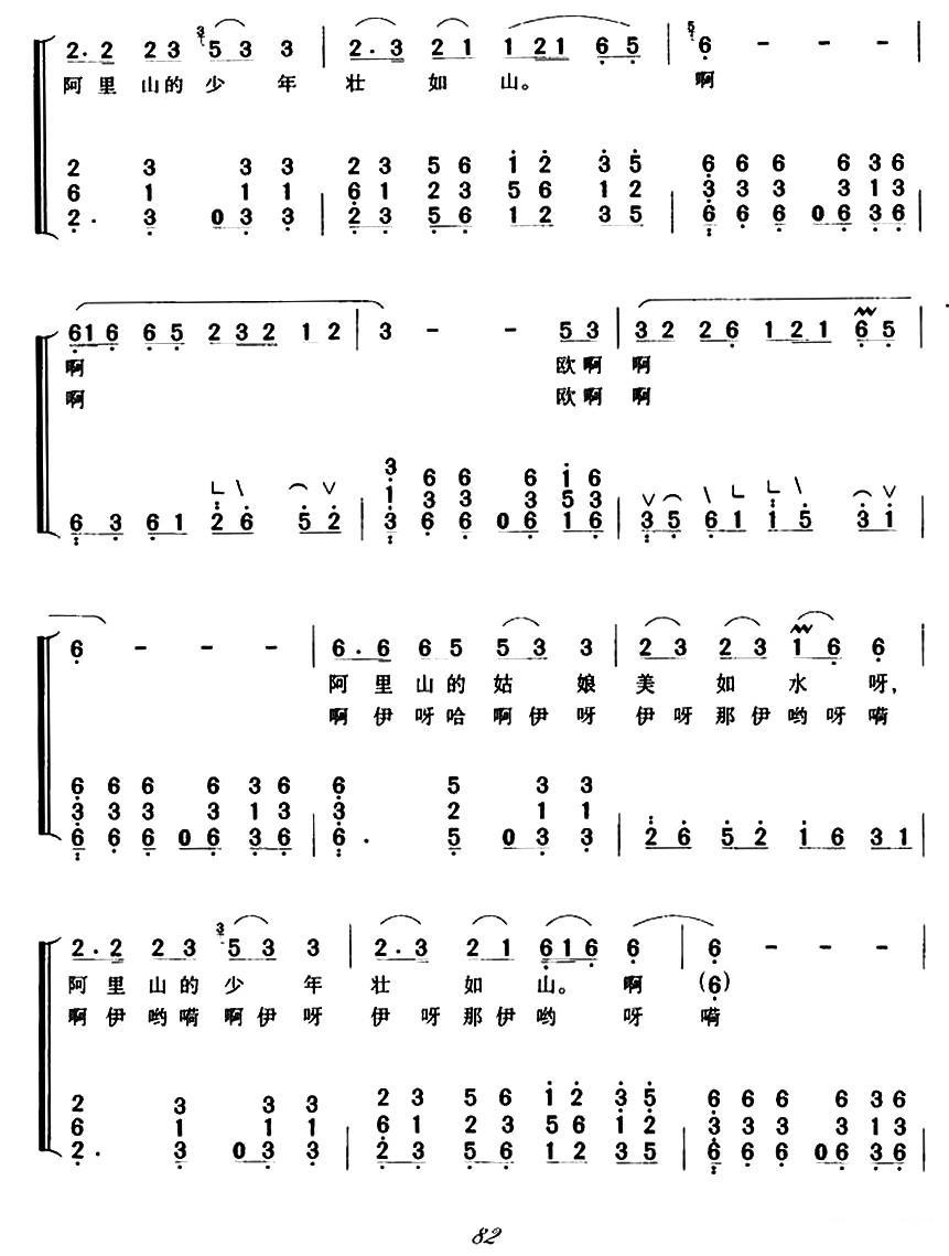 阿里山姑娘（弹唱谱）古筝曲谱（图2）