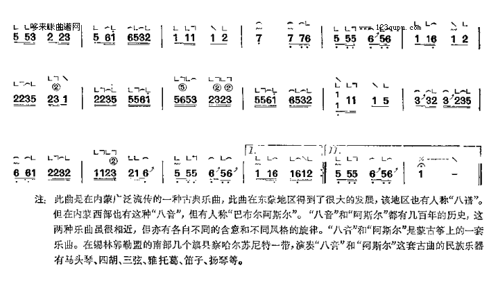 巴布尔阿斯尔-内蒙筝曲古筝曲谱（图2）