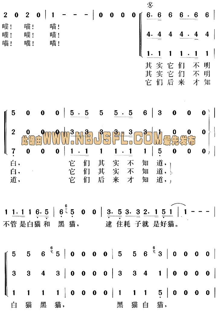 白猫黑猫（邓小平颂歌）合唱曲谱（图2）