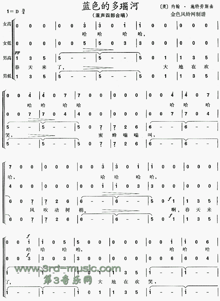 蓝色的多瑙河[合唱曲谱]合唱曲谱（图1）