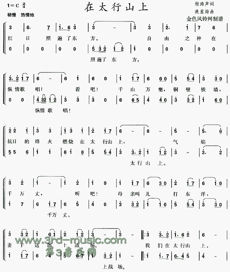 在太行山上[合唱曲谱]合唱曲谱（图1）
