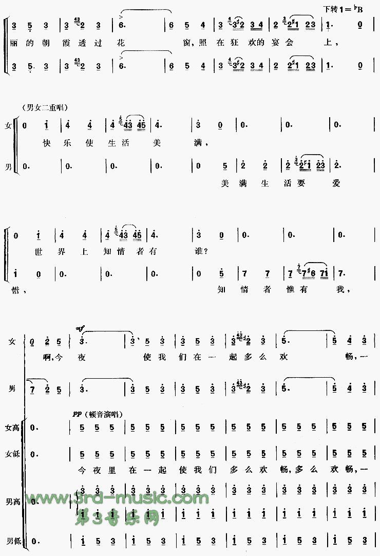 饮酒歌(《茶花女》选曲)[合唱曲谱]合唱曲谱（图3）