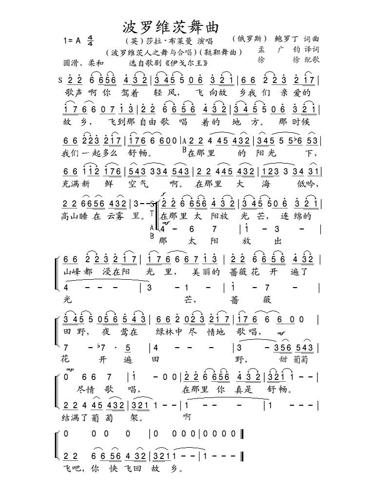 波罗维茨舞曲合唱曲谱（图1）