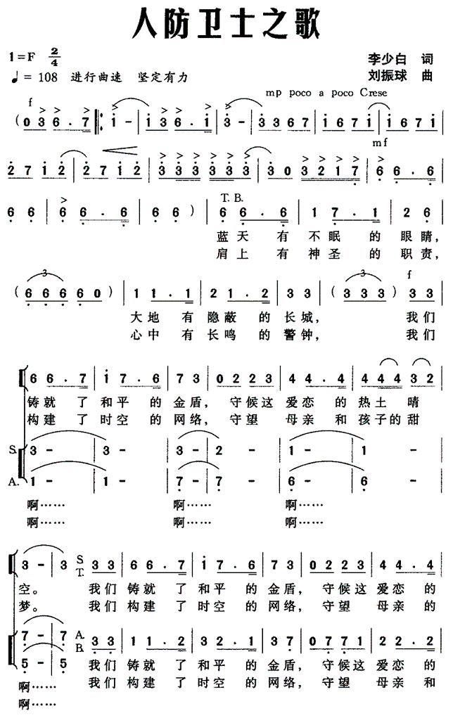 人防卫士之歌合唱曲谱（图1）