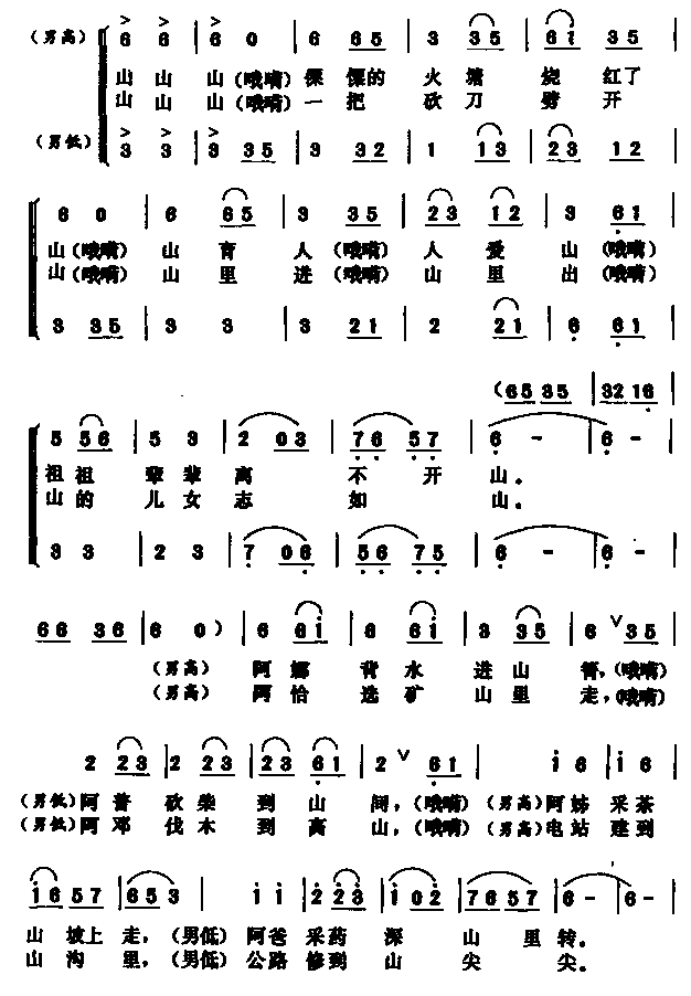 山之歌（男声小合唱）合唱曲谱（图2）
