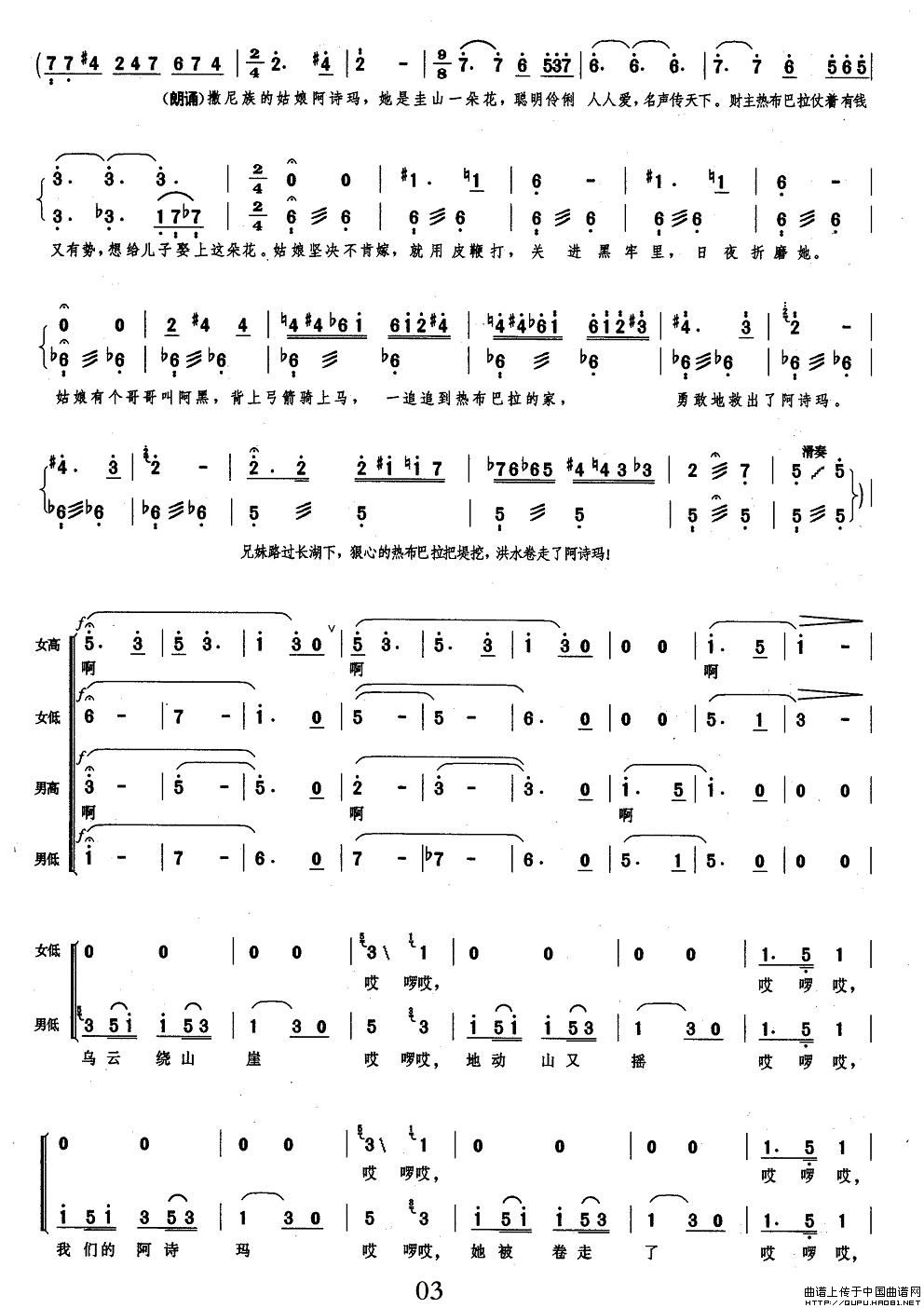 阿诗玛—回声合唱曲谱（图2）