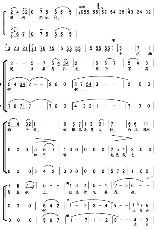 小胡杨（女声小合唱）合唱曲谱（图3）