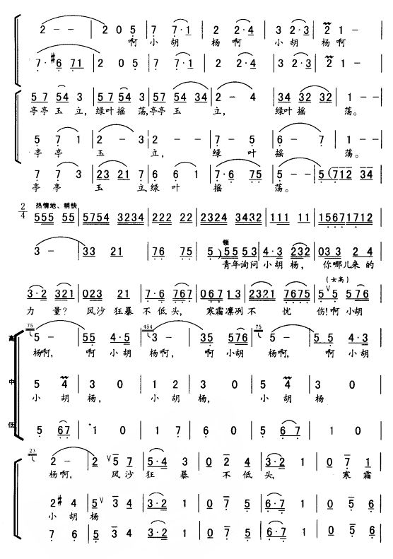 小胡杨（女声小合唱）合唱曲谱（图2）