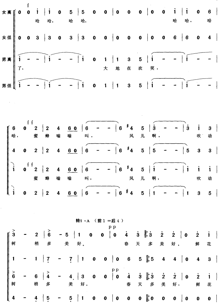 蓝色多瑙河（混声四部合唱）合唱曲谱（图2）