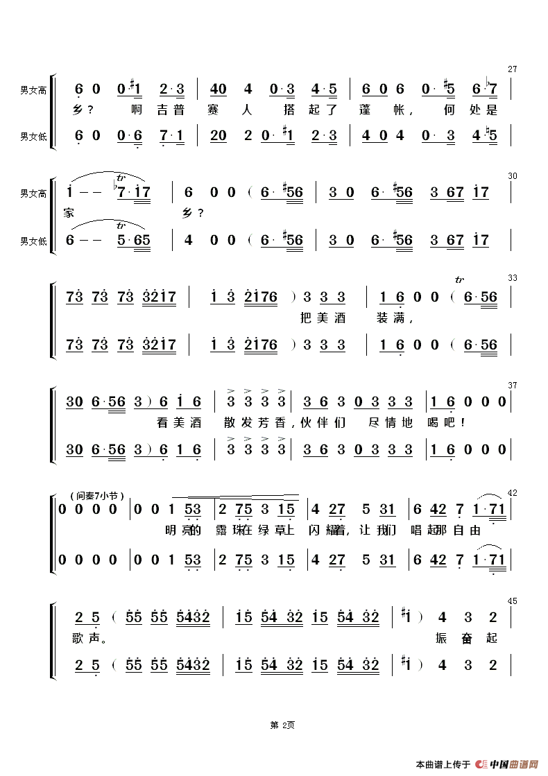 吉普赛人的铁砧合唱合唱曲谱（图2）