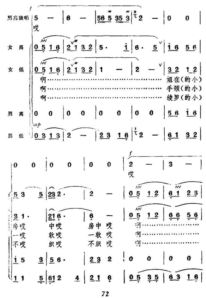 绫罗不织听山歌合唱曲谱（图3）